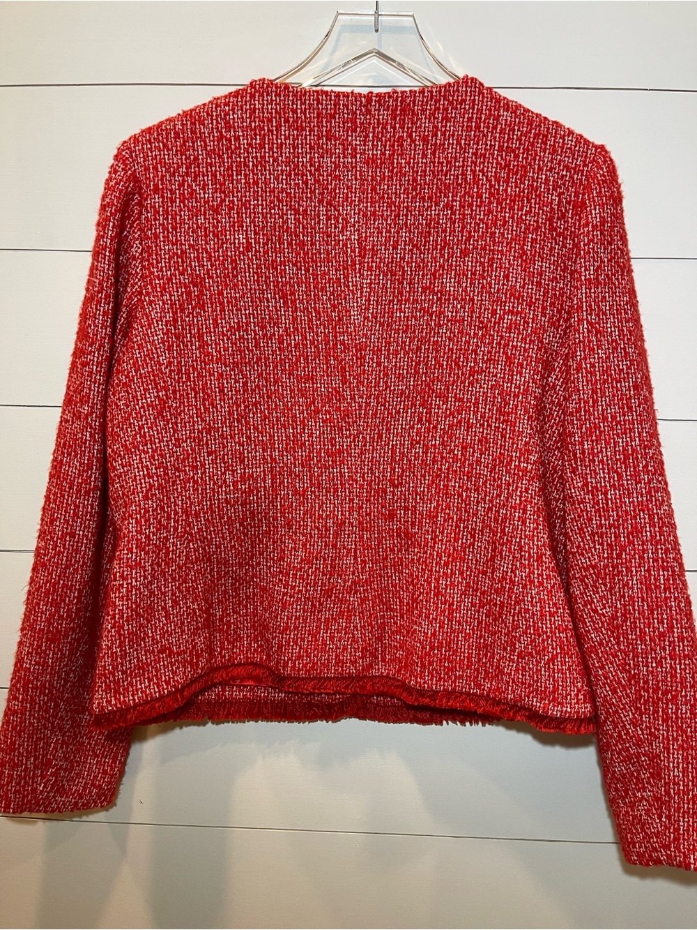 Talbots Red & White Tweed Collarless Blazer with Gold Buttons Womens Size 14 NWT - Picture 6 of 8